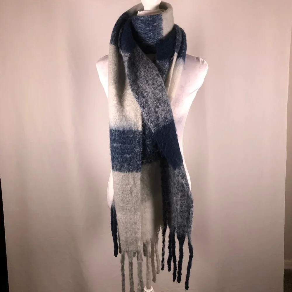 Old Money Winter Plaid Scarf — Little Earth Brushed Oversized Wrap